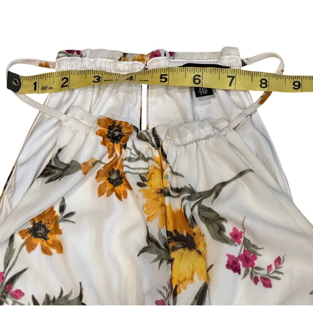 Express halter Top blouse XXS white Floral Sleeveless Peplum fairy - Picture 6 of 11